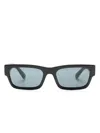 Prada Logo-engraved Rectangle-frame Sunglasses In Black