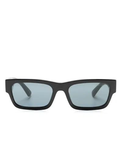 Prada Logo-engraved Rectangle-frame Sunglasses In Black