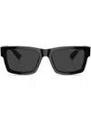 Prada 53mm Rectangular Polarized Sunglasses In Matte Black