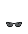 Prada Logo-engraved Rectangle-frame Sunglasses In Gray