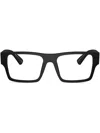 Prada Eckige Brille Mit Logo-gravur In Black
