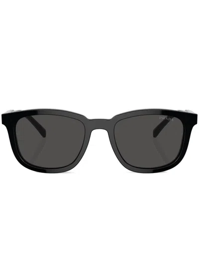 Prada Logo-engraved Square-frame Sunglasses In Black