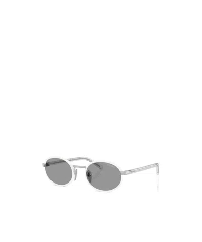 Prada Logo-engraved Sunglasses In Gray