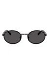 Prada Pr B56s Oval Steel Sunglasses In Black
