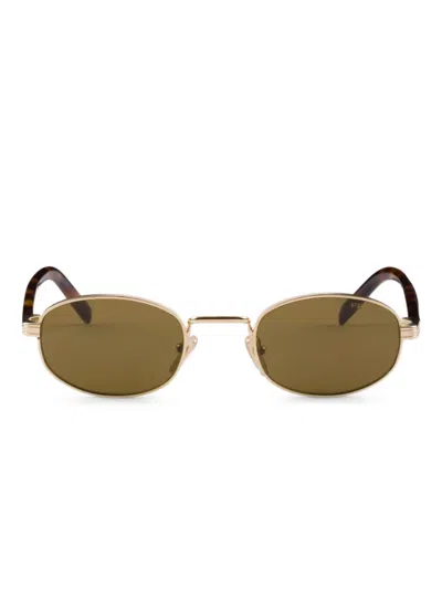 Prada Sunglasses With The Iconic Metal Plaque In Loden Green Lenses
