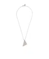Prada Logo-engraved Triangle-charm Necklace In White