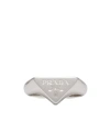 Prada Logo Engraving Ring In Silver
