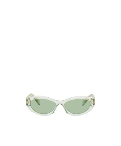 Prada Symbole Oval-frame Sunglasses In Gray