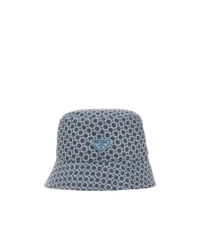 Prada Logo Fisherman's Hat In Gray