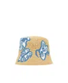 Prada Raffia Bucket Hat In Nude