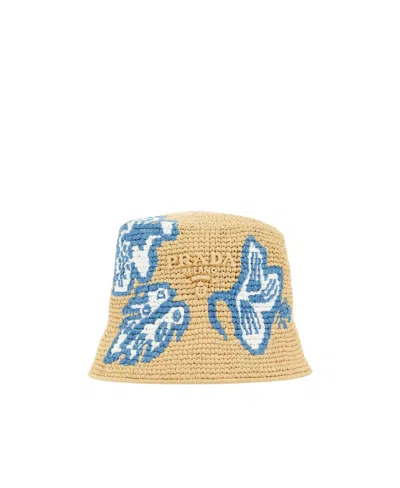 Prada Logo Fisherman's Hat In Nude