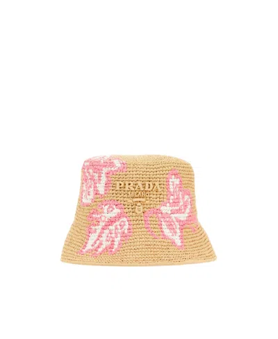 Prada Logo Fisherman's Hat In Nude