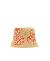 Prada Woman Raffia Bucket Hat In Nude