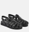 Prada Logo Platform Sandals In Black