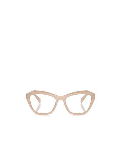 Prada Logo Flat Mirror In Rosa