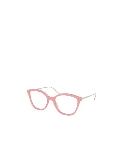 Prada Logo Flat Mirror In Pink