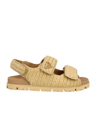PRADA LOGO FLAT SANDALS