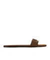 Prada Women's Chocolate Leather Slippers Sandal In Tobacco Color