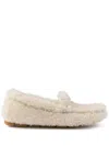 Prada Triangle Logo Shearling Loafers In Nude