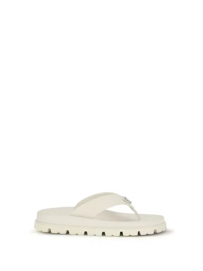Prada Logo Flip-flops In White