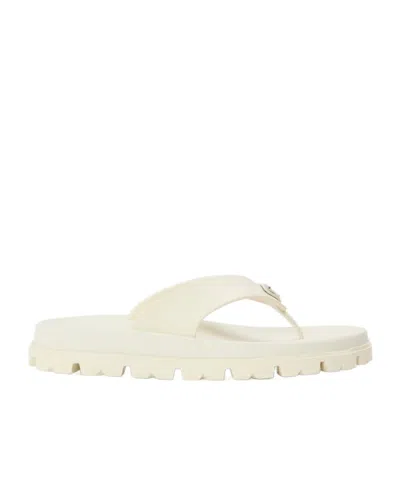 Prada Logo Flip-flops In White