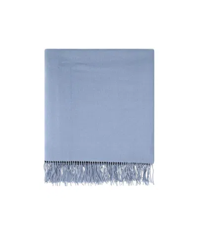 Prada Logo Fringed Scarf In Blue