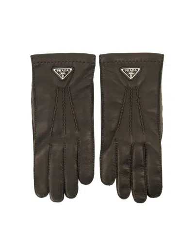 Prada Logo Gloves In Black