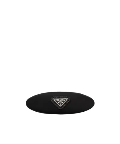 Prada Triangle Logo Hair Clip In Black