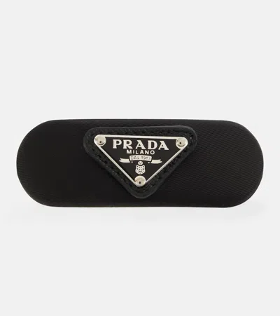 Prada Logo-plaque Hair Clip In Black