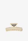 Prada Logo Hair Clip In Gold