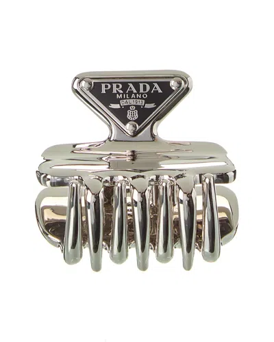 Prada Logo Hair Clip In Metallic