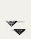 Prada Set Of Metal Hair Clips In Triangle Shape In Black