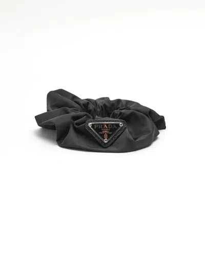 Prada Logo Hair Scrunchies In Black