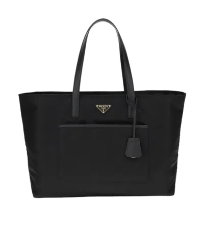 Prada Logo Handbag In Black
