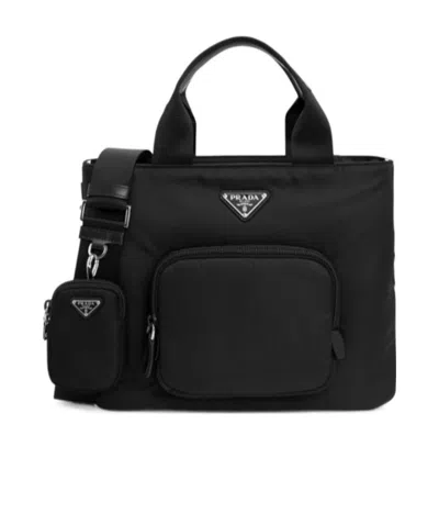 Prada Logo Handbag In Black