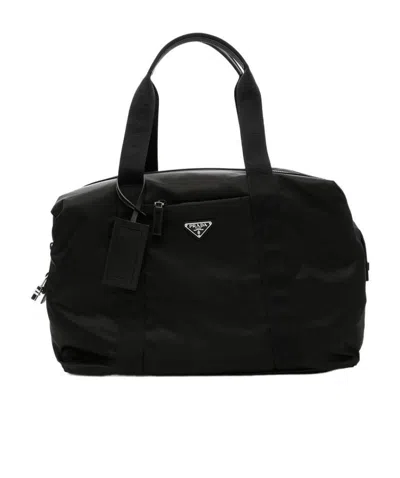 Prada Logo Handbag In Black