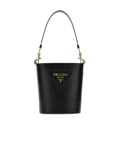 Prada Logo Handbag In Black