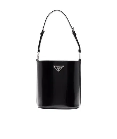 Prada Logo Handbag In Black