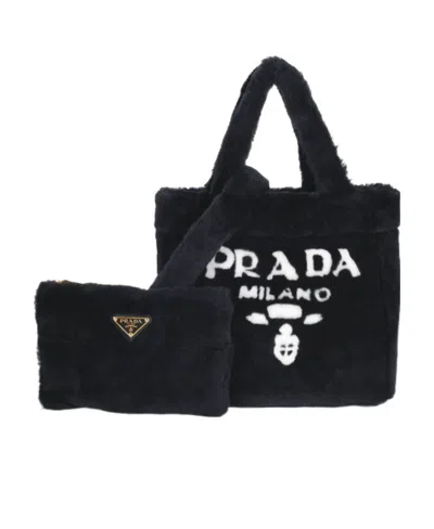 Prada Logo Handbag In Black