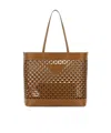 Prada Leather Shopping Bag Featuring Cut-out Detailing In Brown