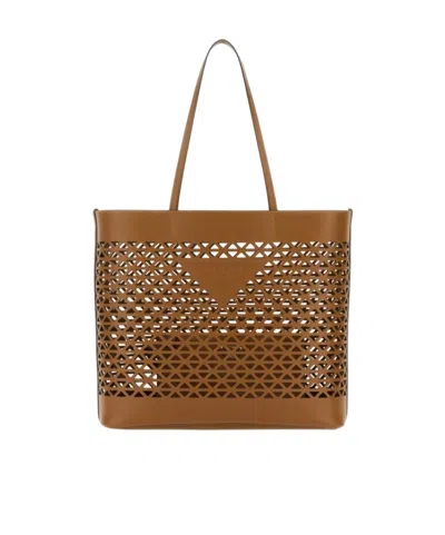 Prada Logo Handbag In Brown