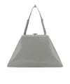Prada Adjustable Leather Shoulder Bag With Tonal Handles In Cloud Ash