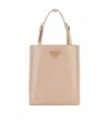 Prada Small Antique Nappa Leather Tote Bag In Nude