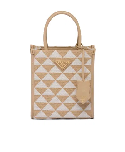 Prada Logo Handbag In Nude