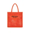 Prada Triangle-logo Crochet Raffia Tote Bag In Orange
