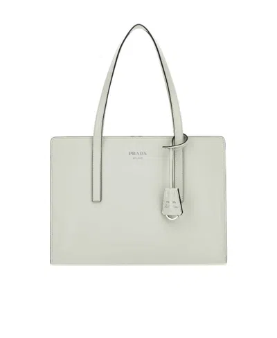 Prada Logo Handbag In White