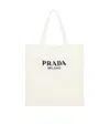 Prada Bicolor Woven Logo Shopper Tote Bag In White