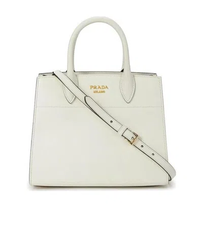 Prada Logo Handbag In White