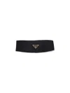 Prada Triangle Logo Nylon Headband In Black  