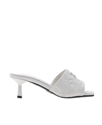 Prada Logo High-heeled Sandals In White